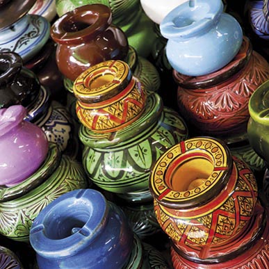 pots on market stall